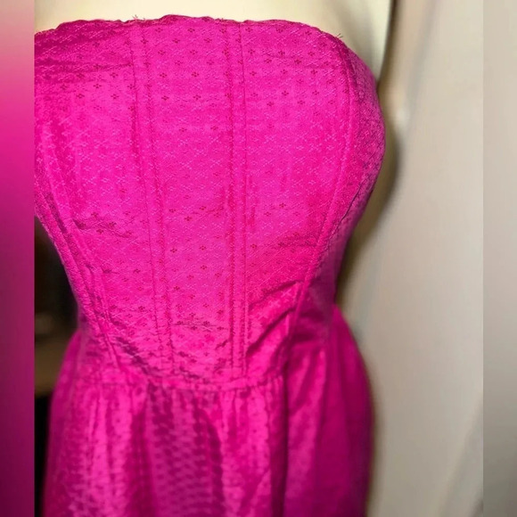 - HOT PINK BAND OF THE FREE MINI CORSET TOP STRAPLESS DRESS WITH POCKETS MEDIUM - Picture 3 of 16
